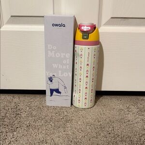 Owala Floral Water Bottle - Pink and White